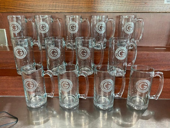 13 Large Granite City Beer Mugs, Glass, Heavy Duty