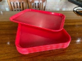 Lot of 7 Red Cambro No. 1216FF Cafeteria Trays