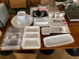 Large Group of New Banquet Plastic Dinnerware, Divided Trays and Dishes, Trays, Bowls, Appetizer