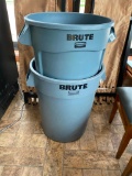 Lot of 2 Brute Rubbermaid Trash Cans, Heavy Duty