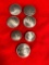 Seven Silver Coin Cuff-Links or Buttons, Made of Silver Coins, 1920s & 1930s