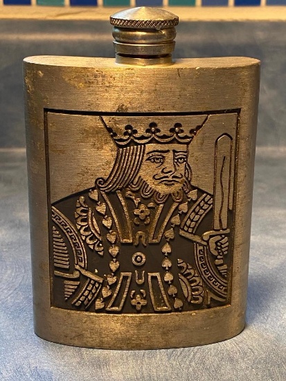 King of Cards, Heavy Metal Whiskey Flask, Made in Thailand