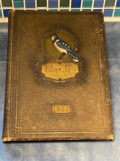 1927 Creighton University Yearbook w/ Beautiful Embossed Bluejay and Writing
