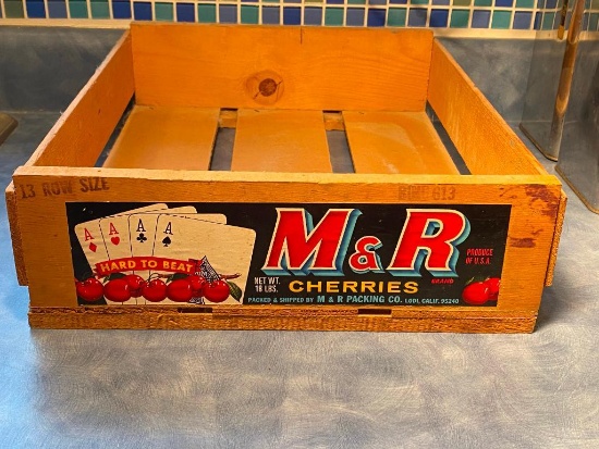 M&R Cherries Wooden Fruit Crate w/ Four Aces Cards Theme - Hard to Beat