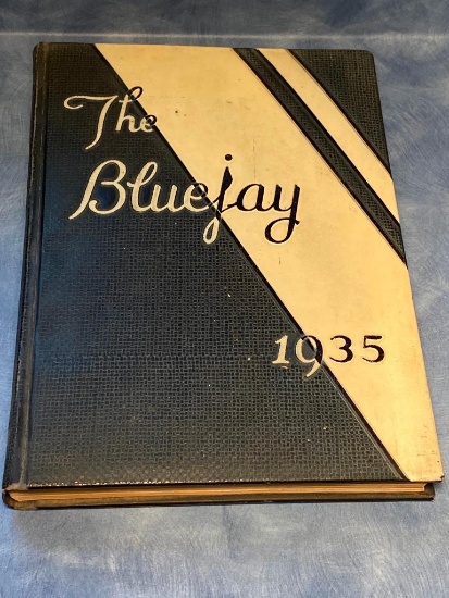 1935 Creighton University Yearbook w/ Beautiful Embossed Bluejay and Writing