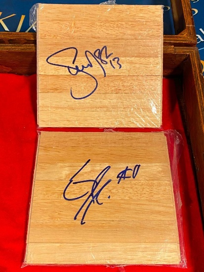 Autographed Wooden Court by NBA Point Guards MVP Steve Nash & Earl Boykins w/ COA