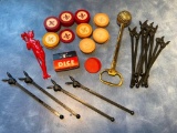 Vintage Poker Chips, Golf Bottle Opener, Playboy Swizzle Sticks, Vintage Mini Dice