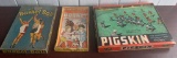 Vintage Board Games, Pigskin, All Star Basket Ball and Pinning the Tail on the Donkey