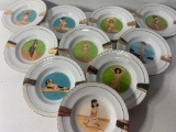 Antique Porcelain Pin-Up Girl Ashtrays, Lot of 10, New Never Used w/ Orig. Box/Label