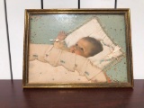 Framed Baby Print and Clothing Art
