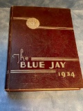 1934 Creighton University Yearbook w/ Beautiful Embossed Bluejay and Writing
