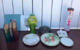 Lava Accent Lamp, Ceramic Plates, Ceramic Porcelain China Crumb Tray, Fake Books, Vase