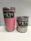 Lot of 2 Yeti 20oz Limited Edition Pink Tumbler and Yeti 10oz Yeti Stainless Steel Lowball