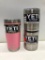 Lot of 3- 2 Stainless Steel Lowballs With Lids And 1 Limited Edition Pink Yeti 20 oz Rambler