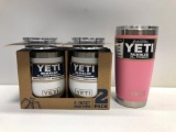 Lot Of 4- Two Pack White Wine Tumblers, 2 Wine Tumbler Lids, 1 Limited Edition Pink 20 Oz Tumbler