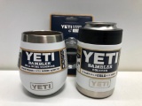 Lot of 3 White 10 oz Wine Tumbler, Yeti Colster and 10 oz Wine Tumbler Lid