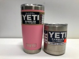 Lot of 2 Yeti Limited Edition Pink 20 oz Tumbler and Yeti Stainless 10 oz Lowball