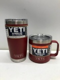 Lot of 2 Brick Red Yeti 20 oz Tumbler and 14 oz Mug