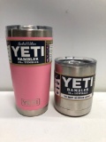 Lot of 2 Yeti Limited Edition Pink 20 oz Tumbler and Yeti Stainless 10 oz Lowball