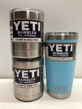 Lot Of 3- 2 10oz Stainless Steel Lowballs And 1 20 oz Sky Blue 20 oz Tumbler