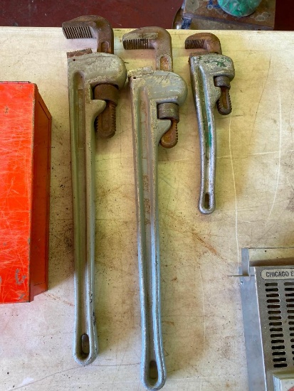 Lot of 3 Pipe Wrench
