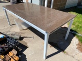 Granite Stone and Iron Work Table - 4ft x 8ft, Sold Square Steel Construction w/ Granite Stone Top