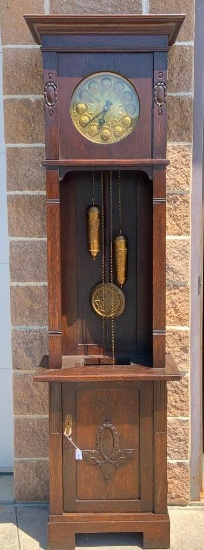 Gustav Becker #171659 Meballe Oak Grandfather Clock 90" Tallx24" Wide