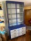 Wooden Chest of Drawers w/ Upper Shelving Unit Cabinet, Blue & White