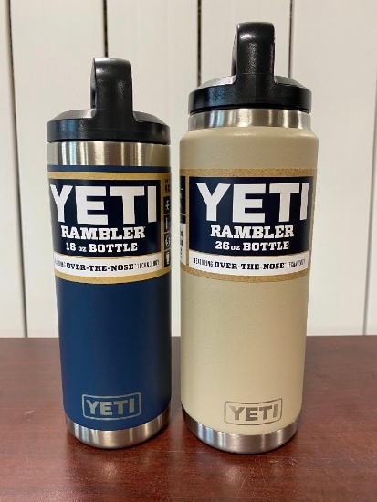 YETI Navy 18oz Bottle & YETI Sand 26oz Bottle