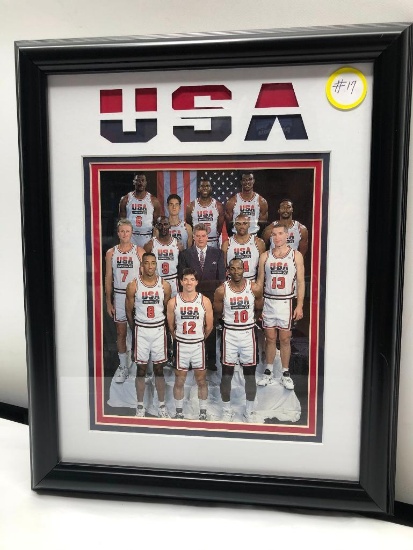 1992 U.S.A. Olympic Basketball Dream Team Photo, Framed Under Glass, 12" X 15.5"