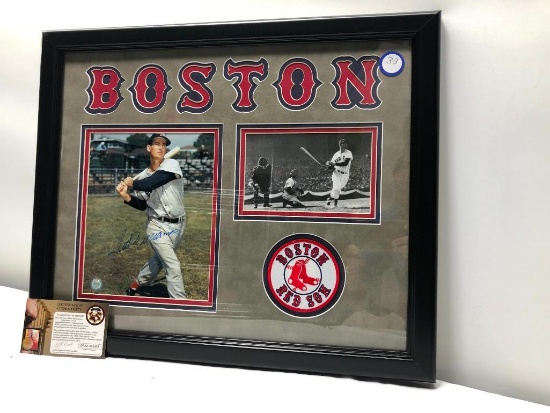 Ted Williams Signed Photograph, Matted & Framed Under Glass, 22" X 18", Signed C.O.A