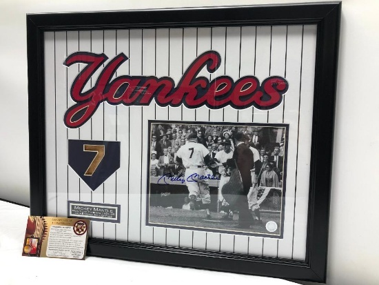 Mickey Mantle Signed Photograph, 18" X 22", Matted & Framed Under Glass, Signed C.O.A