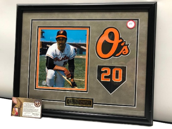 Frank Robinson Signed Photograph, Framed & Matted Under Glass, 22" X 18", Signed C.O.A