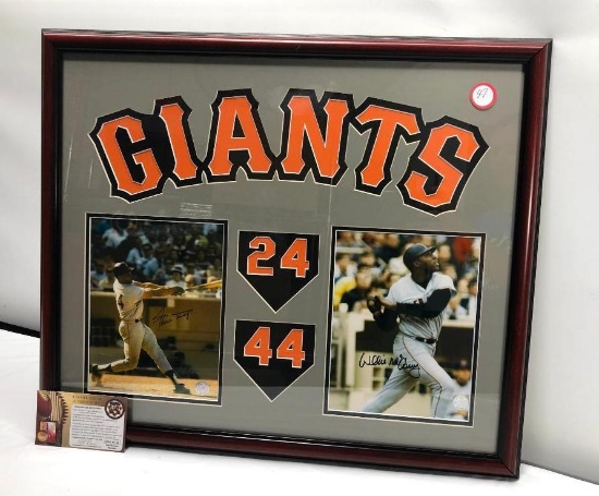 SF Giants HOF - Willie McCovey/ Mays Signed Photograph, Framed & Matted Under Glass 22" X 26", C.O.A