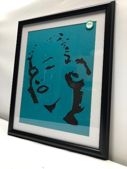 Marilyn Monroe Silhouette, 18" X 22", Not signed, Framed & Matted Under Glass