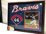 Hank Aaron Signed Photograph, Matted and Framed Under Glass, 22
