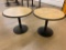 Lot of 2 Round Laminate Top, Single Pedestal Restaurant Tables, 36in x 30in High