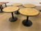 Lot of 4 Round Laminate Top, Single Pedestal Restaurant Tables, 36in x 30in High
