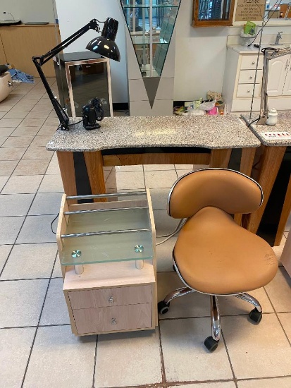 3 Piece Nail Salon Furniture Set, Chair, Side Table, Desk