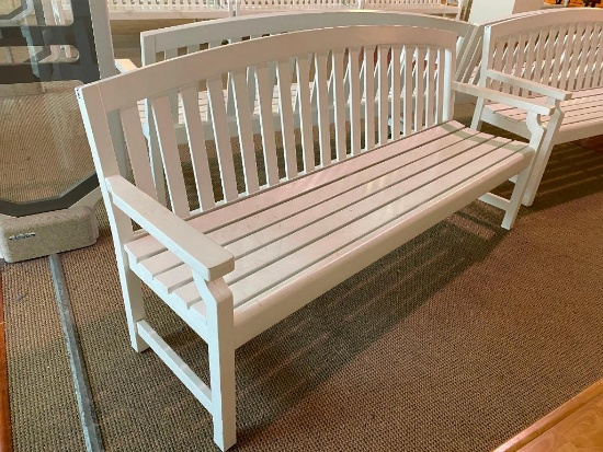 White Solid Wood Park Bench, 74in Long, Very Sturdy