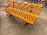Beautiful Solid Wood Slat Park Bench w/ Cast Iron Braced Legs