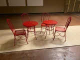 2 Metal Bistro Tables w/ 4 Matching Chairs, RED