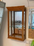 Wall Mount Glass and Wood Showcase w/ Glass Shelf