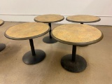 Lot of 4 Round Laminate Top, Single Pedestal Restaurant Tables, 36in x 30in High