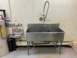 Stainless Steel NSF 3 Compartment Sink & Hand Sink, 57in x 24in x 12in Deep
