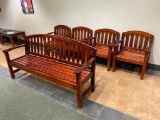 5pc Matching Wooden Bench and Chairs