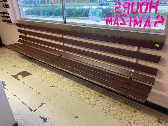 9 Feet Long Wall Mount Bench w/ Wooden Slats