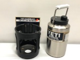 2 Items: YETI One Gallon Jug Mount & Yeti Rambler One Gallon Jug, Stainless Steel/Black, Glacier