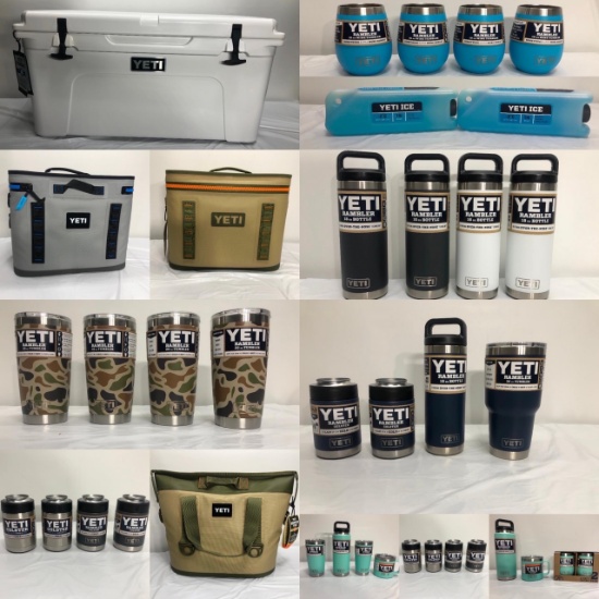 90 NEW Lots of YETI Drinkware & Coolers Aug. 16th
