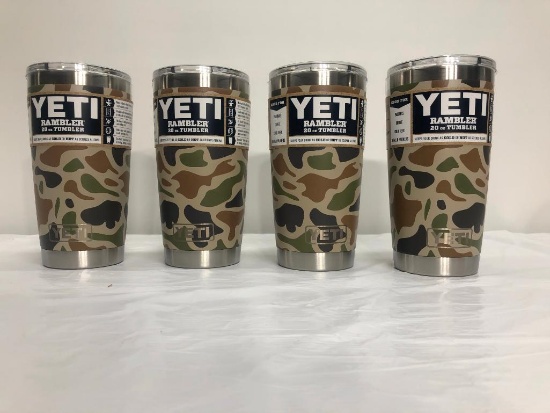 4 Items; YETI Rambler 20oz Tumbler, Camo